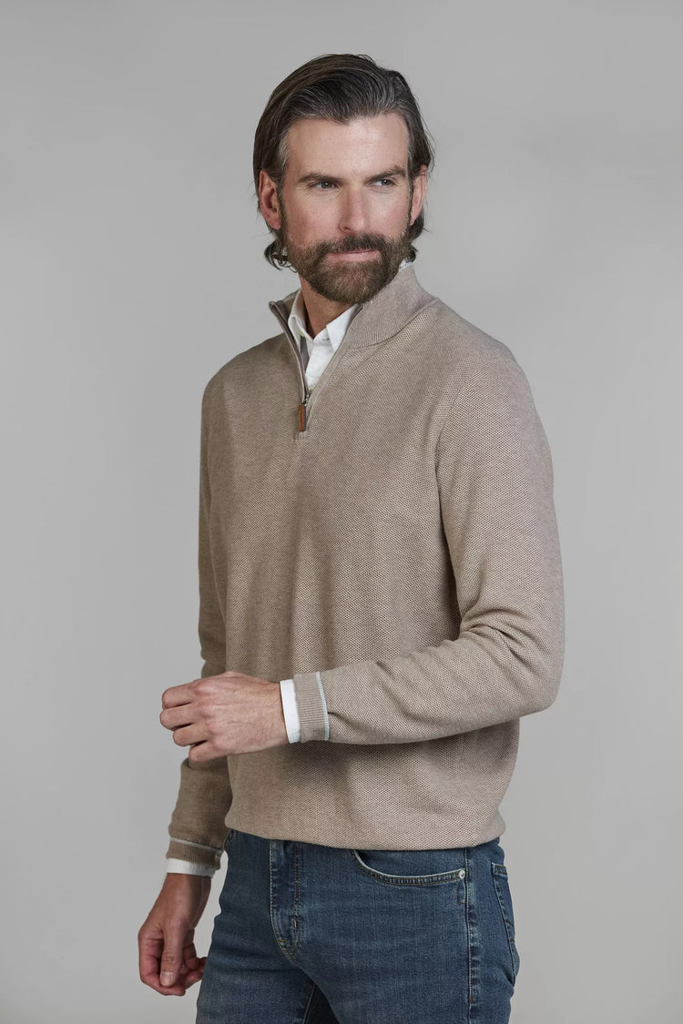 HALF ZIP STRUCTURE KNIT - SAND 14