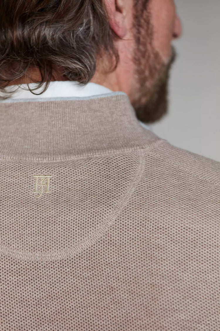 HALF ZIP STRUCTURE KNIT - SAND 14
