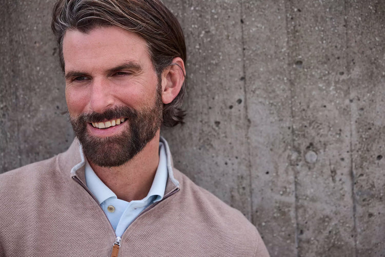 HALF ZIP STRUCTURE KNIT - SAND 14