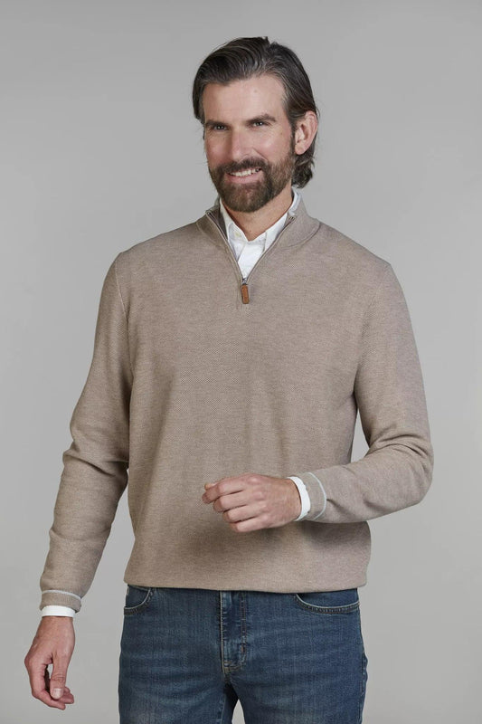 Hansen and Jacob beige half zip stickad tröja herr