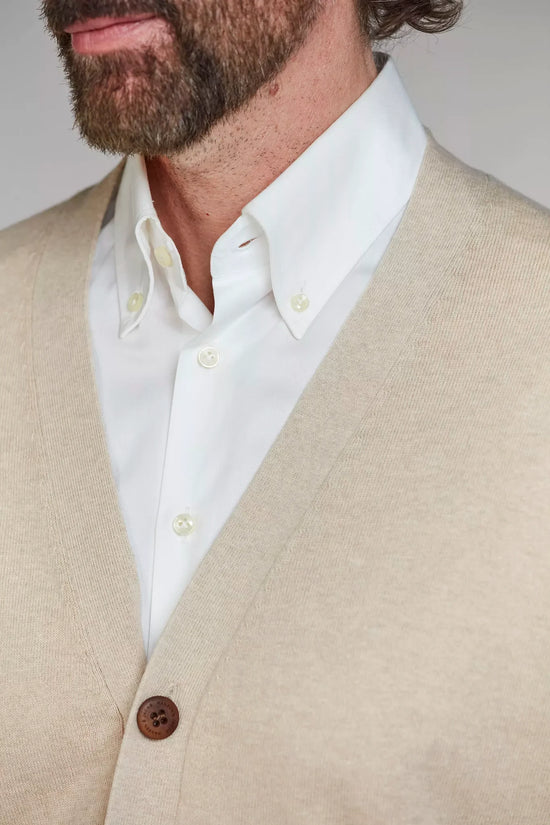 Hansen and Jacob sandfärgad stickad cardigan herr