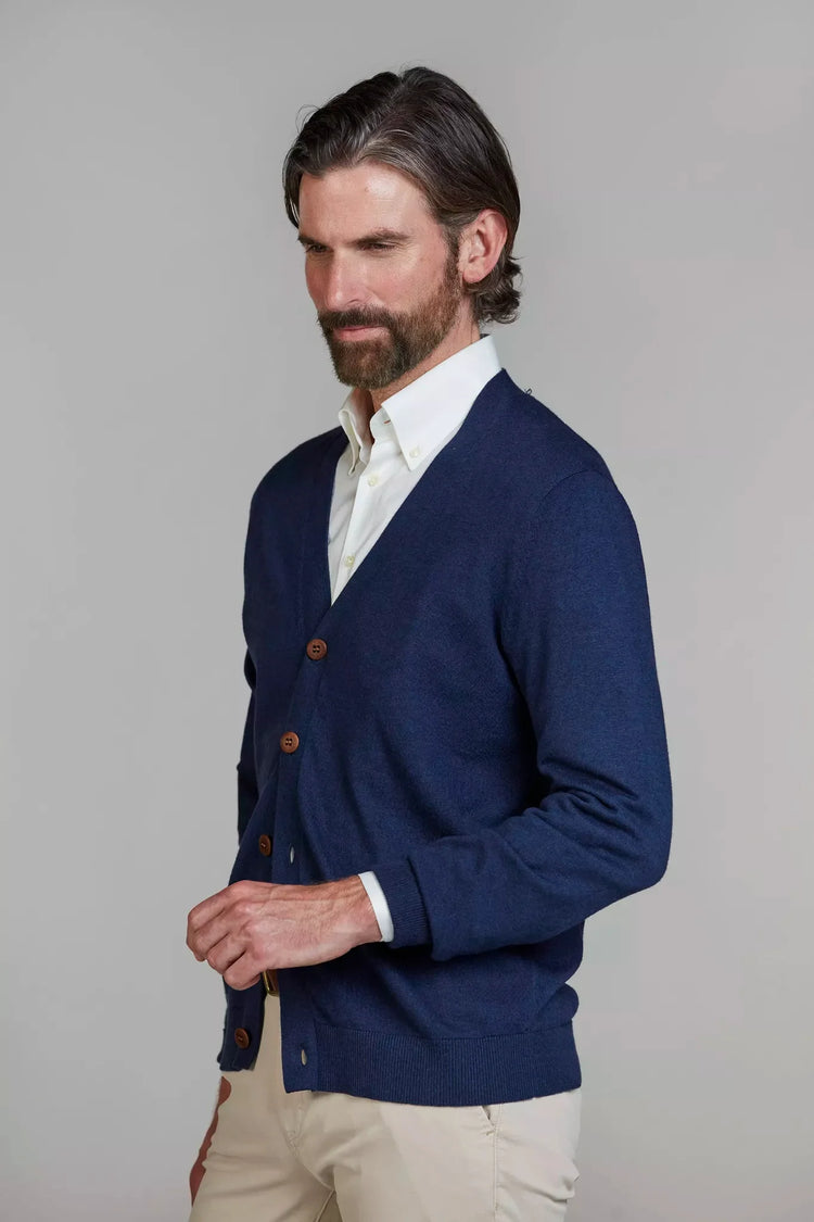 Hansen and Jacob Sleek Cardigan mörkblå herrkofta med knappar