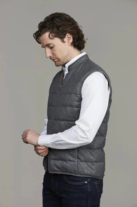 Lt-down supersonic wool vest herr ytterväst i grå färg, klassisk passform