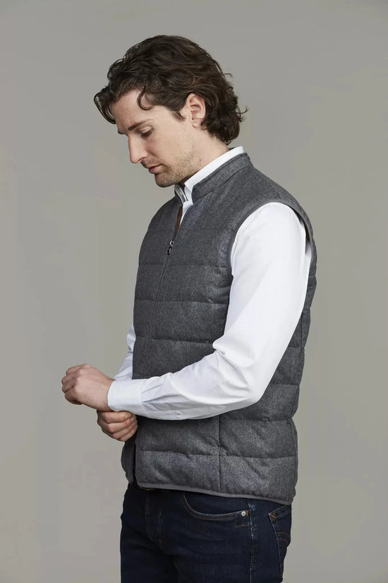 Lt-down supersonic wool vest herr ytterväst i grå färg, klassisk passform