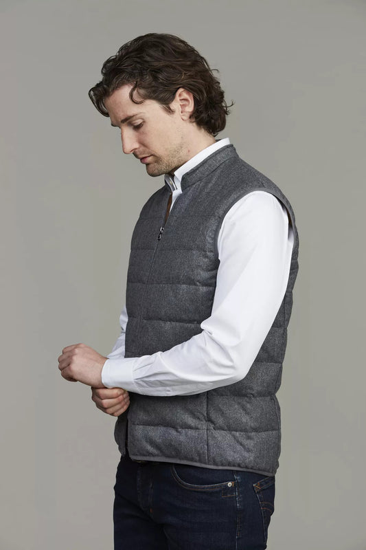 Light Down Wool Vest - Grey