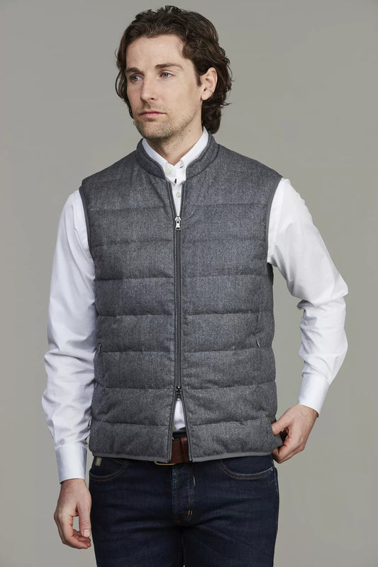 Light Down Wool Vest - Grey