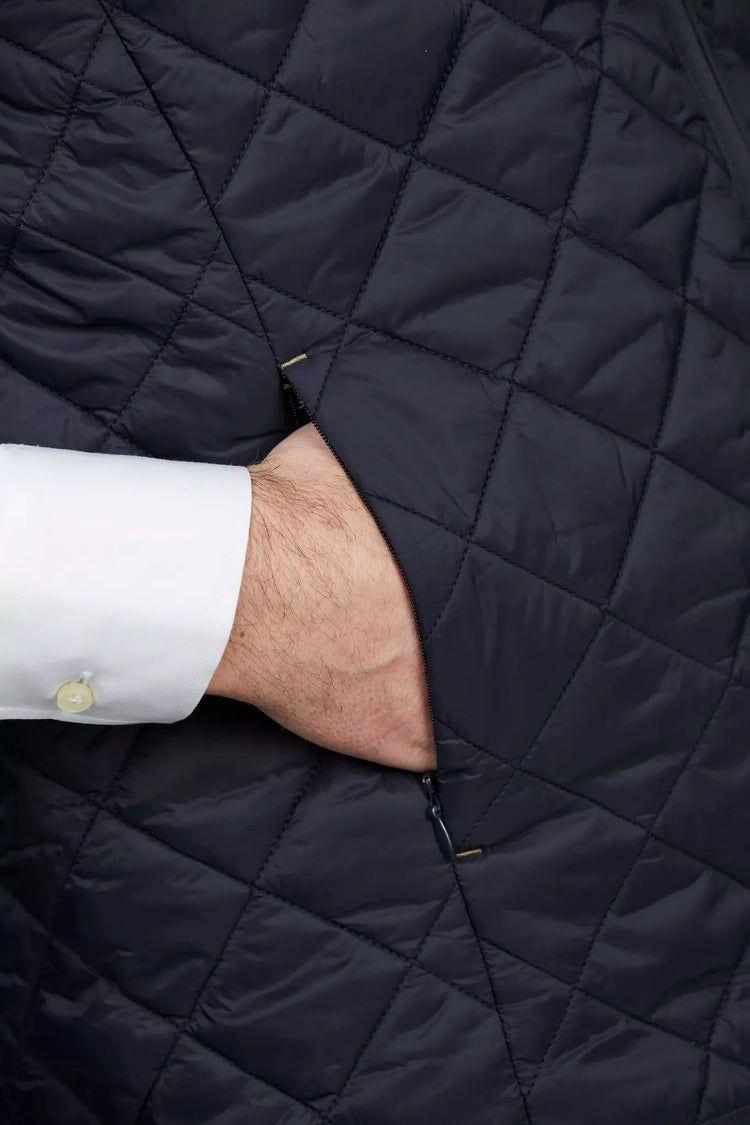 Coredo quiltad väst navy herr ytterplagg med dragkedja