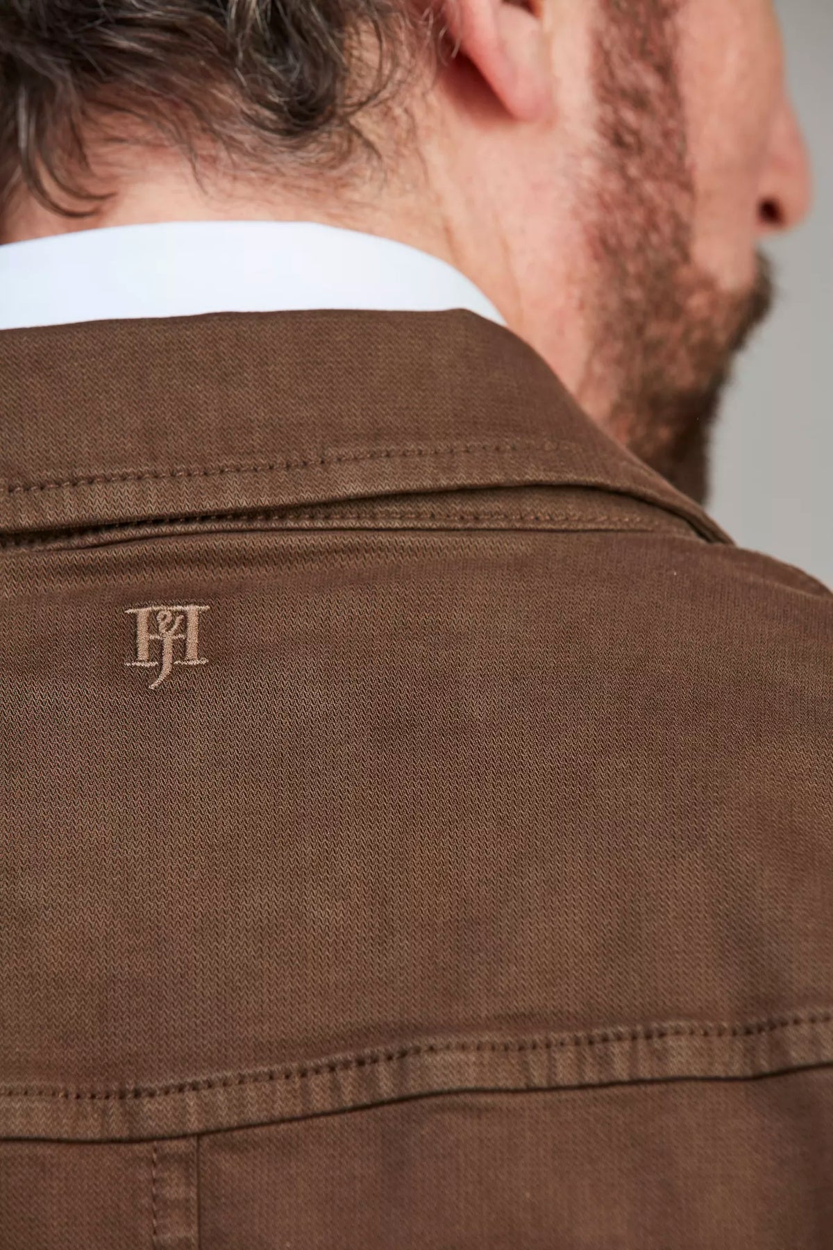 HERRINGBONE STRETCH OVERSHIRT - BROWN 67