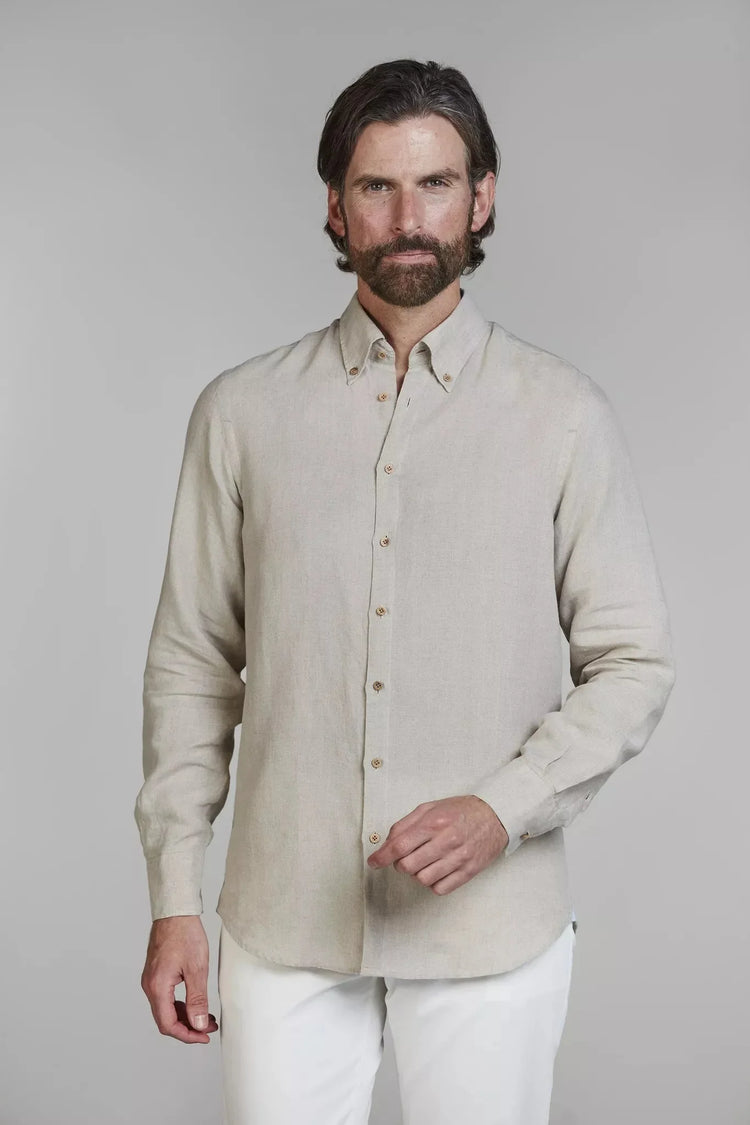 Classic-Linen skjorta herr sand långärmad
