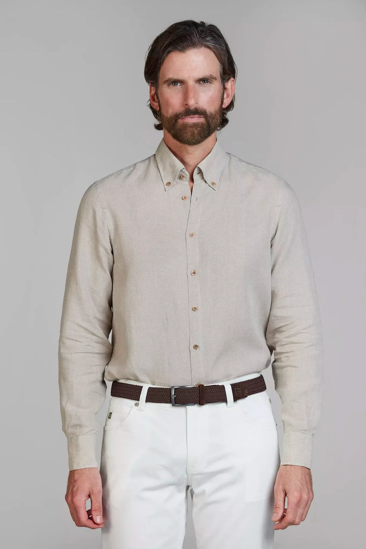 Hansen and Jacob Classic-Linen skjorta sandfärgad herrskjorta