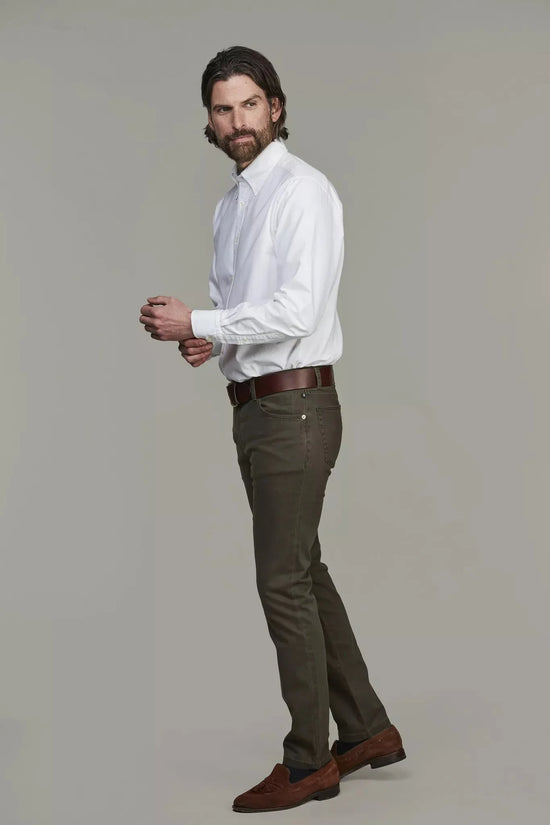 5-ficks herrbyxor i mörkgrön silk touch med modern passform, stilren look