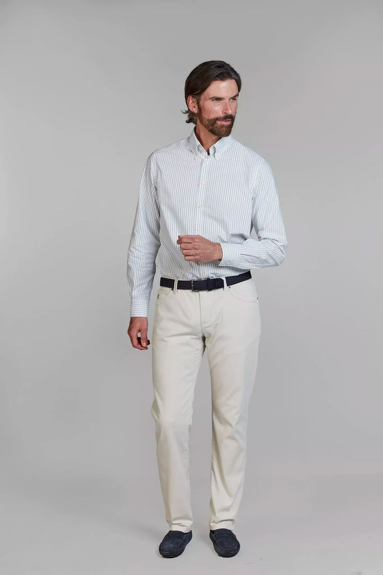 Eton vit skjorta med blå ränder slim fit herr