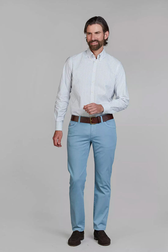 Eton vit skjorta med blå ränder slim fit herr