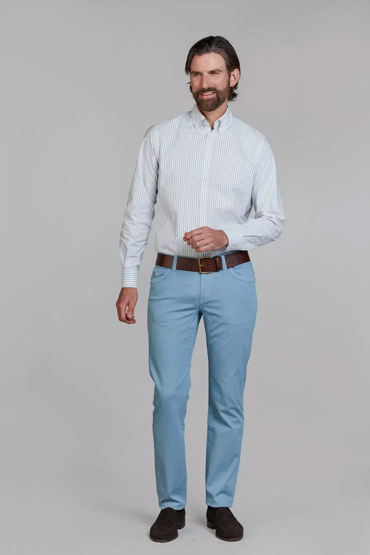 Eton vit skjorta med blå ränder slim fit herr