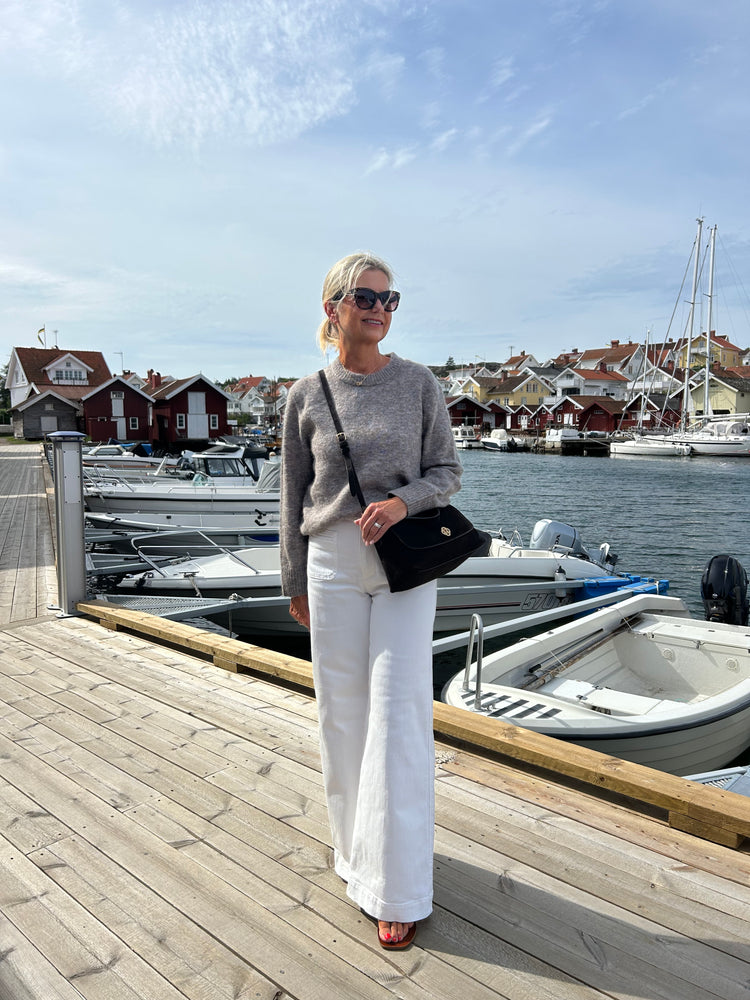 Cleo mohair- och ulltröja - Grey Beige Melange