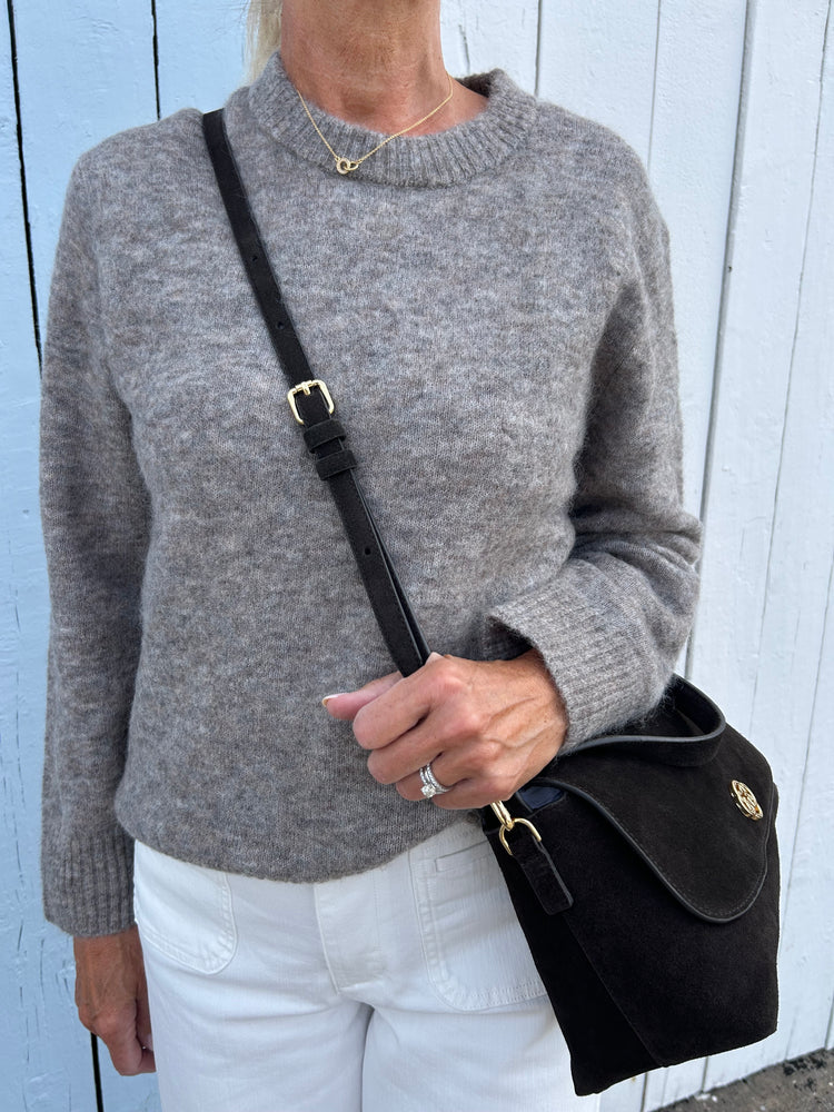 Cleo mohair- och ulltröja - Grey Beige Melange