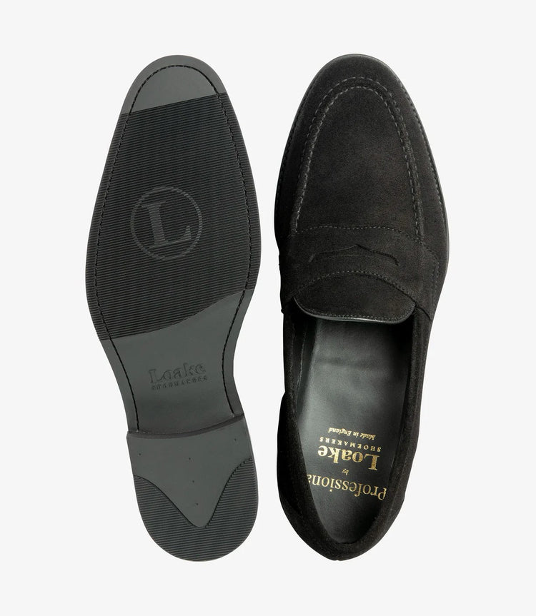 Imperial Black Suede - Black Suede Apron Saddle Loafer