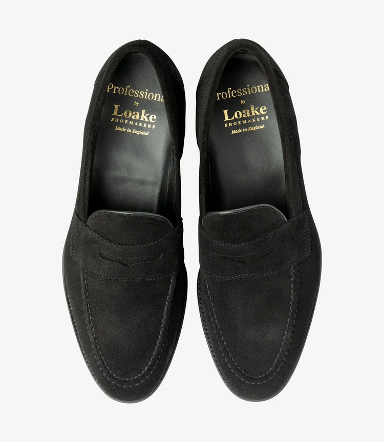 Imperial Black Suede - Black Suede Apron Saddle Loafer