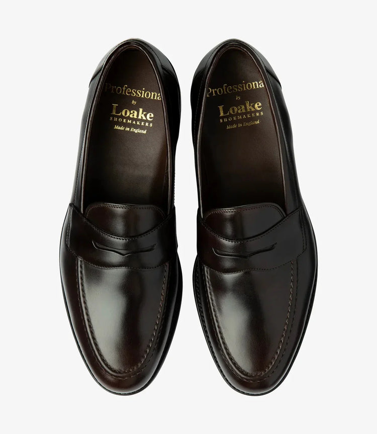 Bruna skinnloafers för herr, klassisk design, elegant söm, dressade finskor