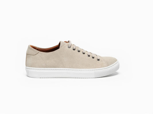 Beige mockasneaker herr med vit sula