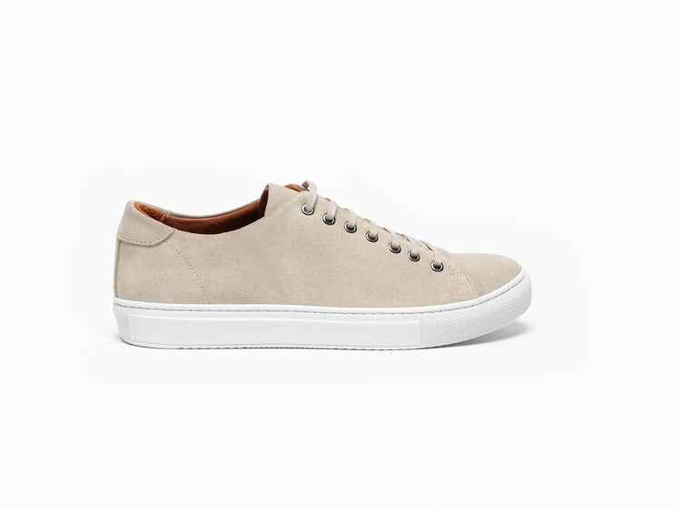 Beige mockasneaker herr med vit sula