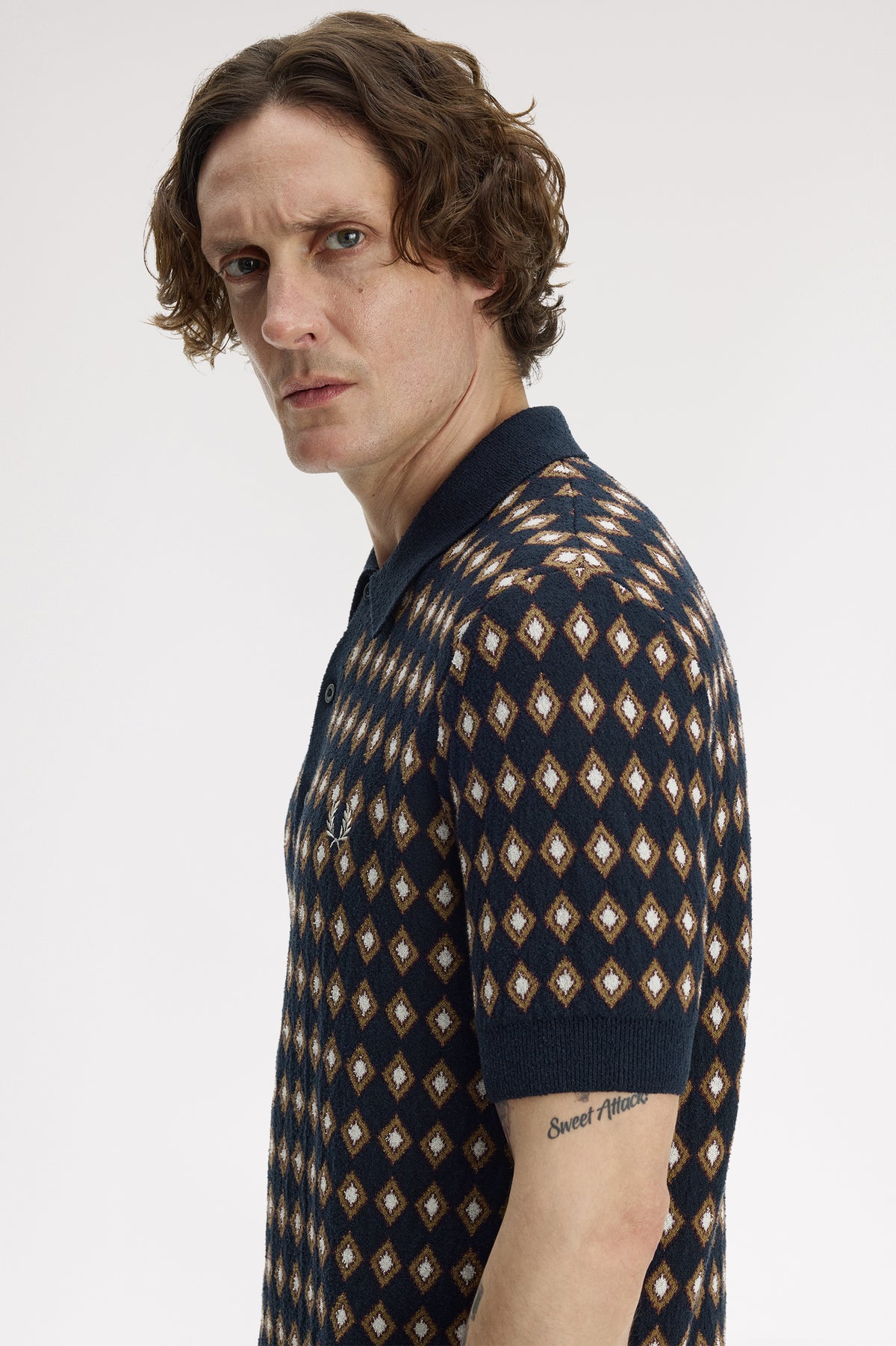 Diamond Jacquard Knitted Shirt - 608 Navy – bild 7