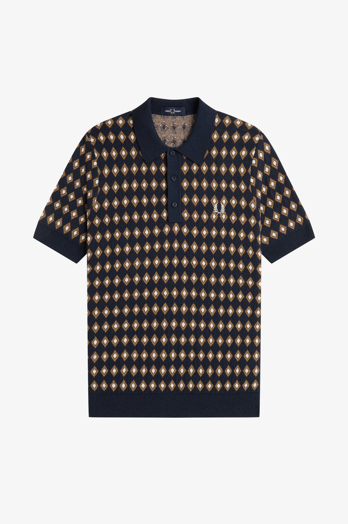 Diamond Jacquard Knitted Shirt - 608 Navy – bild 3
