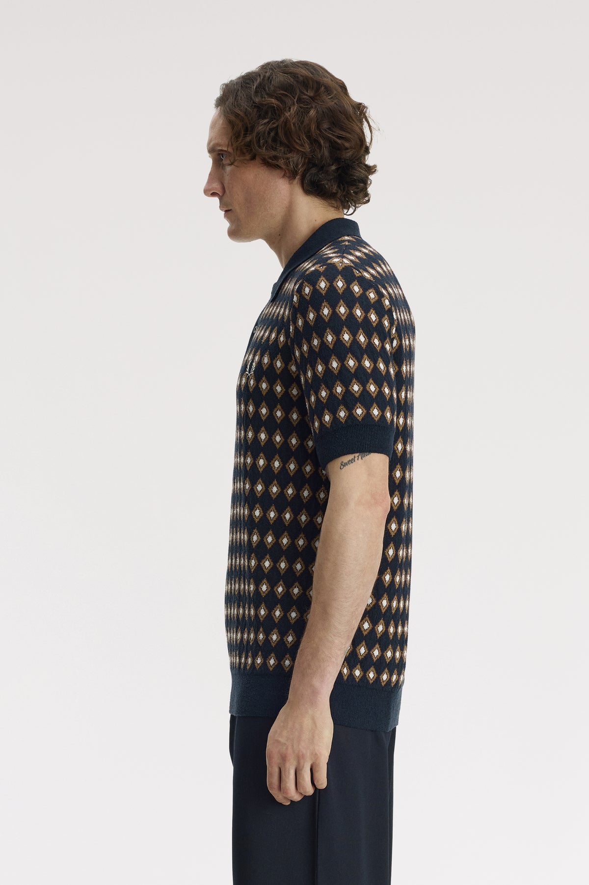 Diamond Jacquard Knitted Shirt - 608 Navy – bild 2