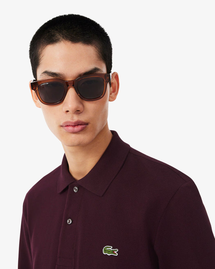 Classic Fit Långärmad Piké - Burgundy