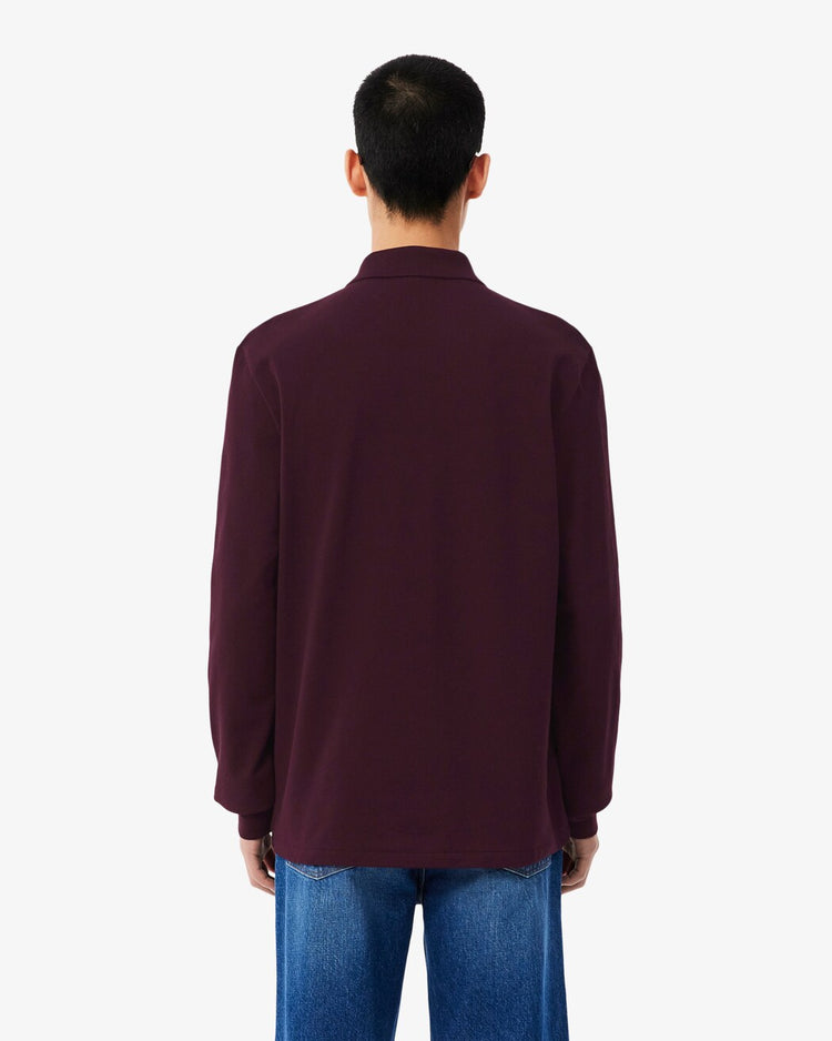 Classic Fit Långärmad Piké - Burgundy