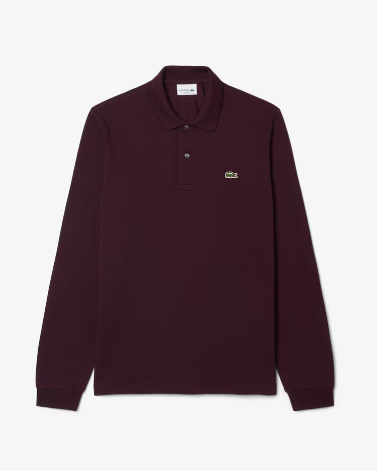 Classic Fit Långärmad Piké - Burgundy