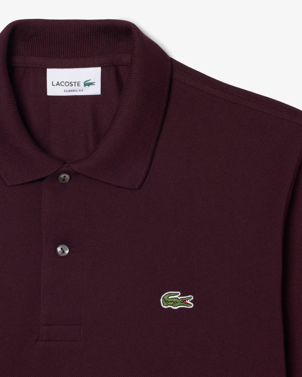 Classic Fit Långärmad Piké - Burgundy