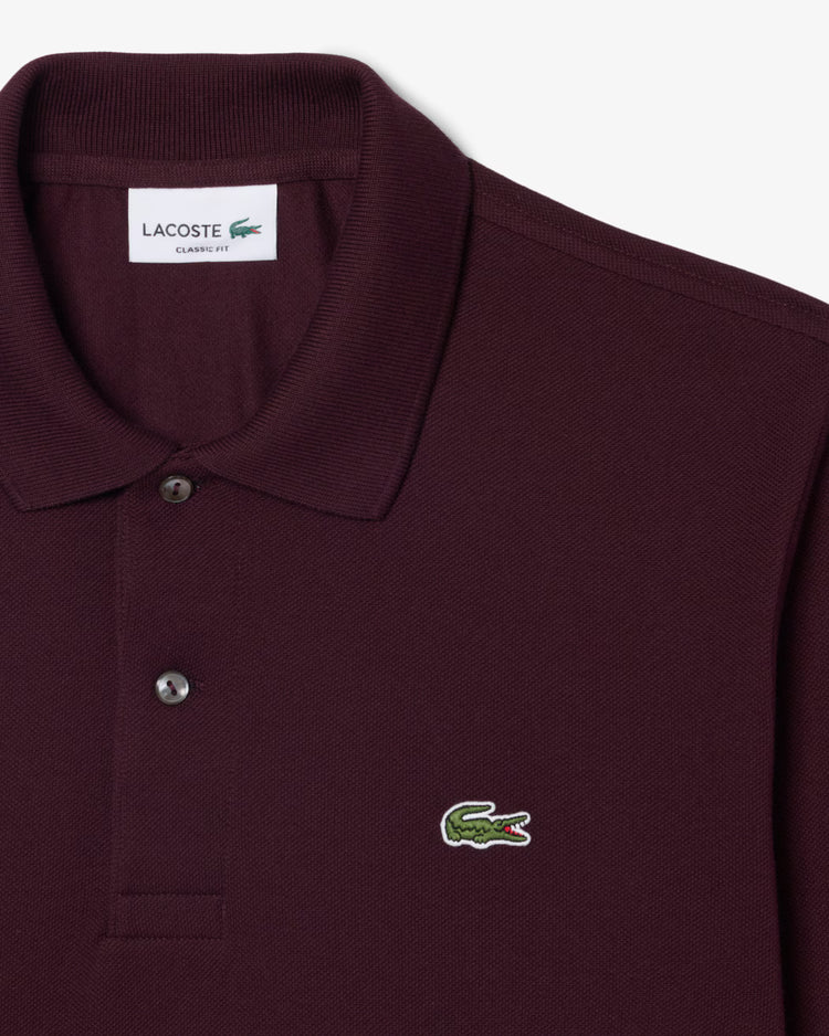 Classic Fit Långärmad Piké - Burgundy