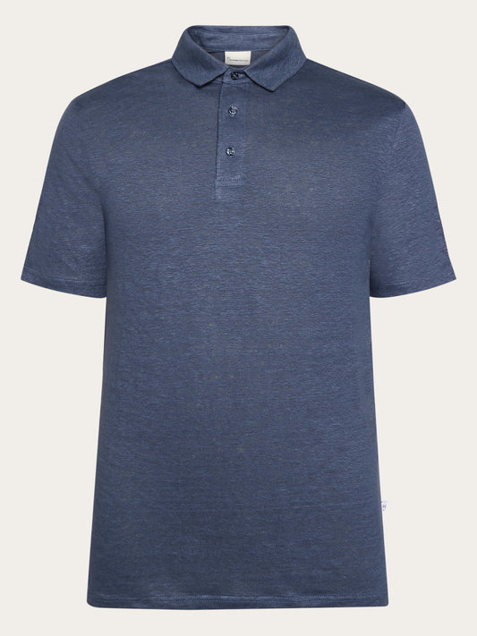 Regular linen polo - Vintage Indigo