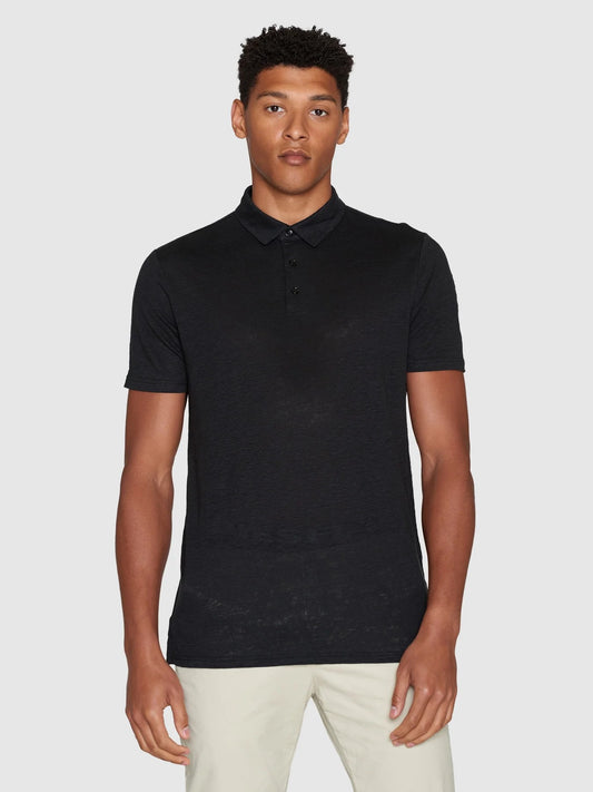 Regular linen polo - 1300 Black Jet