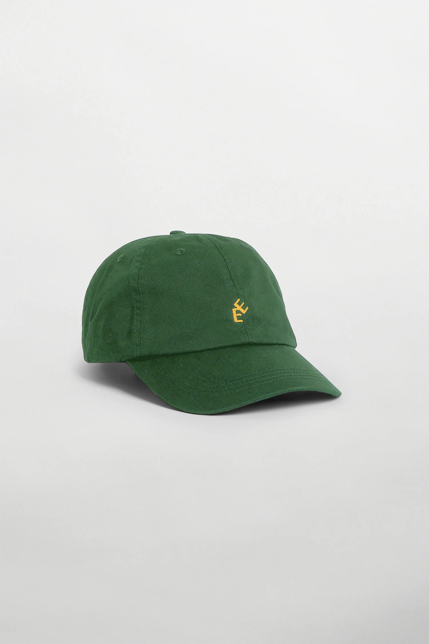 Grön keps herr med gul logotyp, bomull, casual accessoar