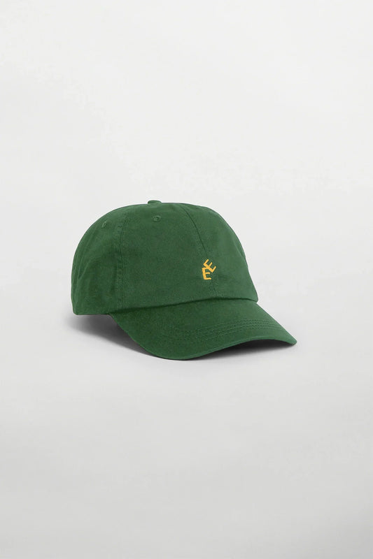 Grön keps herr med gul logotyp, bomull, casual accessoar