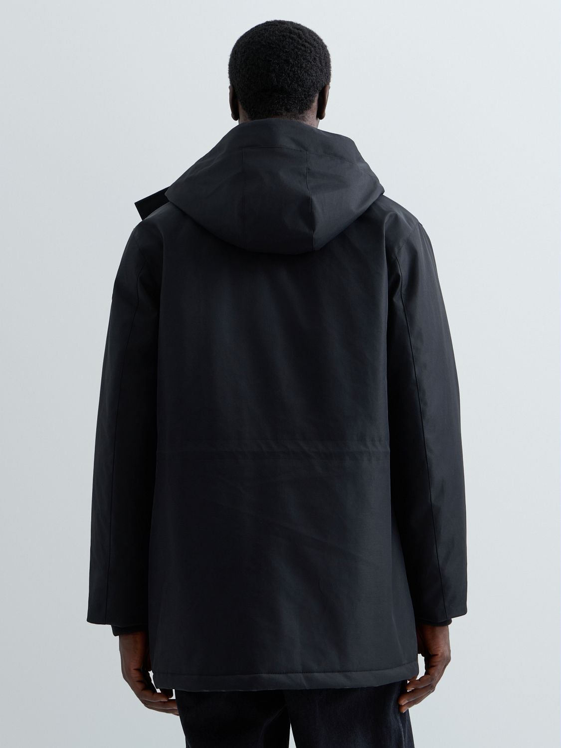 Parka med huva och fickor - Svart – bild 3