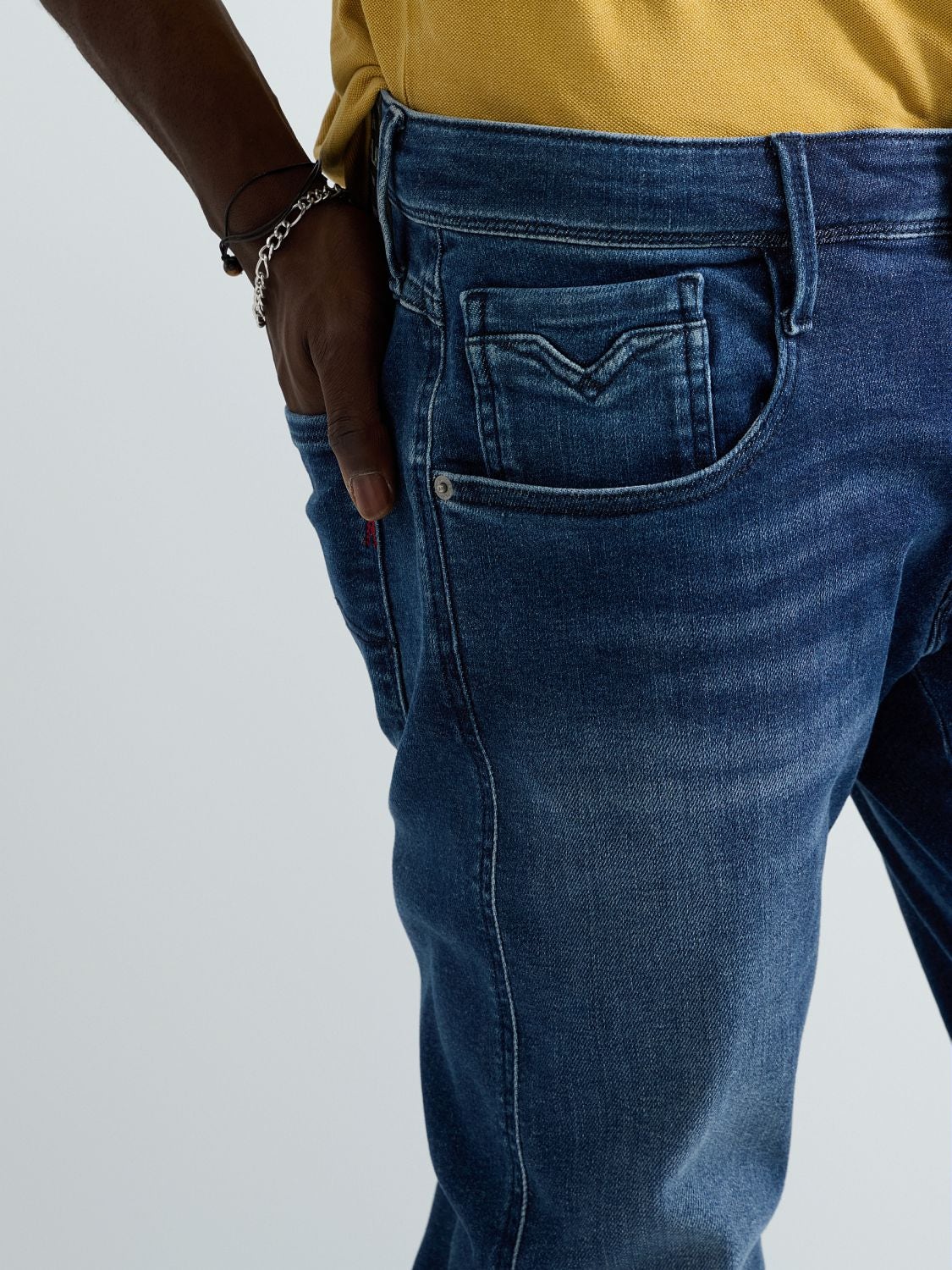 Anbass slim fit-jeans - Mellanblå – bild 7