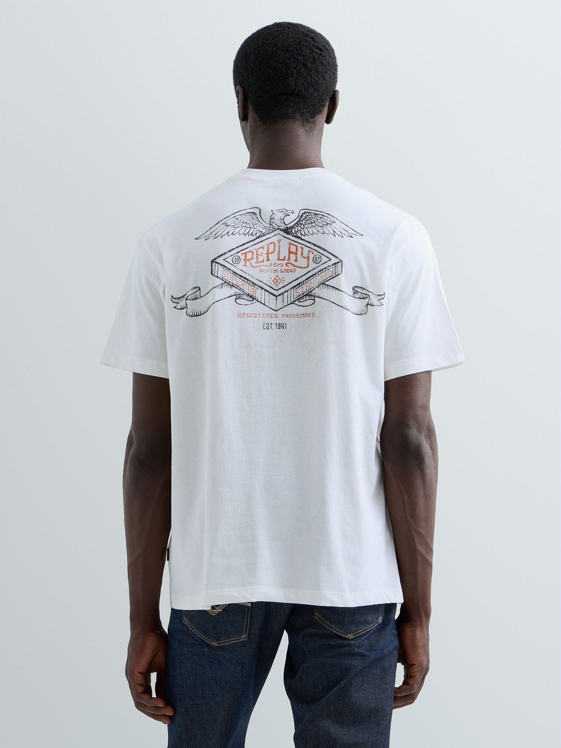 Relaxed fit T-shirt med industritryck - Gardenia – bild 3
