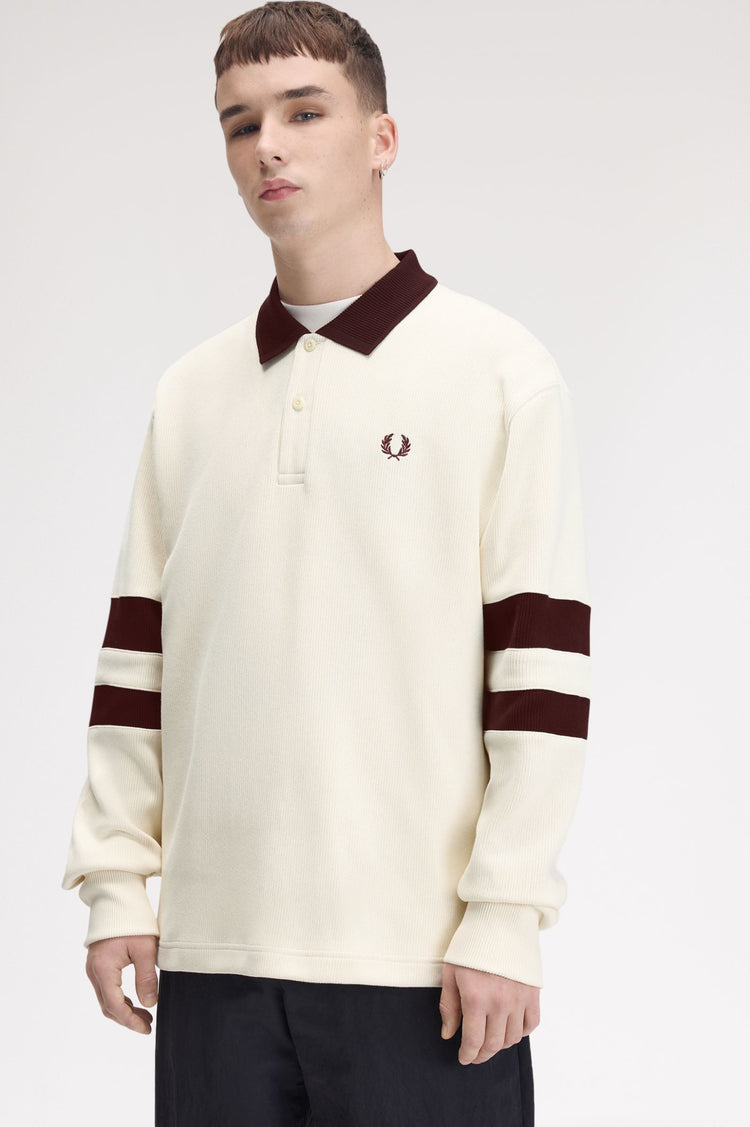 TIPPEDSLEEVE COLLARED SWEATSHIRT - Ecru