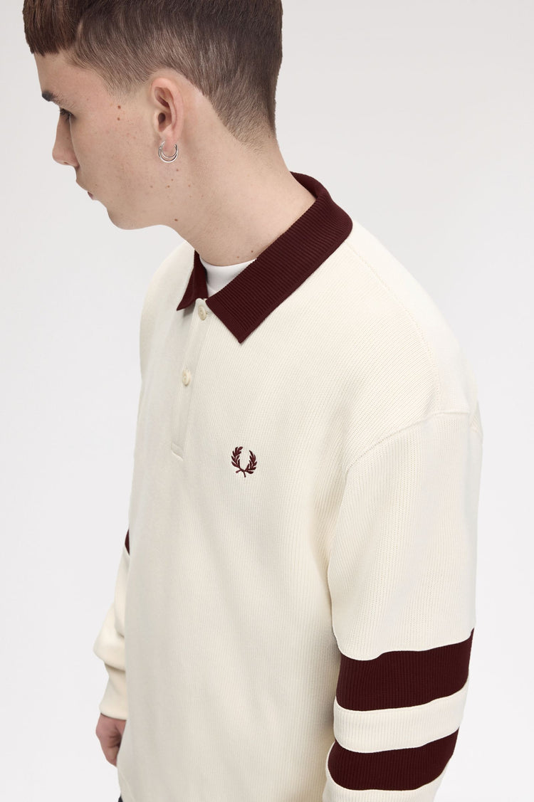 TIPPEDSLEEVE COLLARED SWEATSHIRT - Ecru