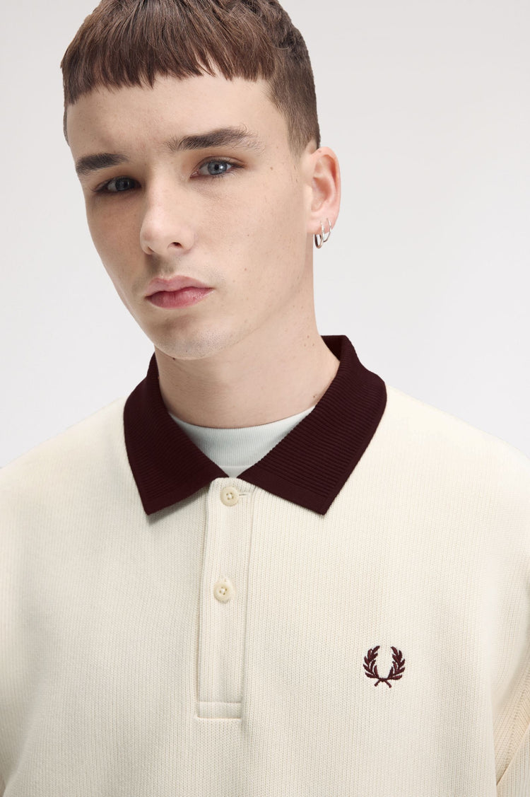 TIPPEDSLEEVE COLLARED SWEATSHIRT - Ecru