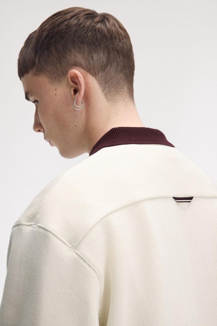 TIPPEDSLEEVE COLLARED SWEATSHIRT - Ecru