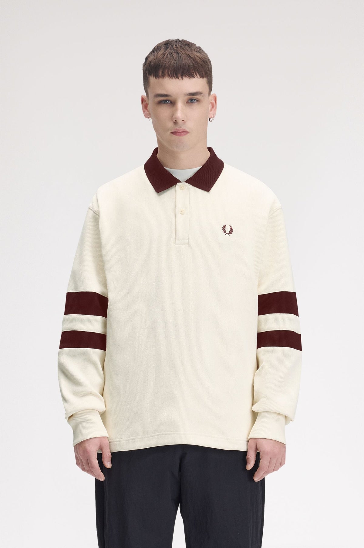 TIPPEDSLEEVE COLLARED SWTSHIRT - 560 Ecru