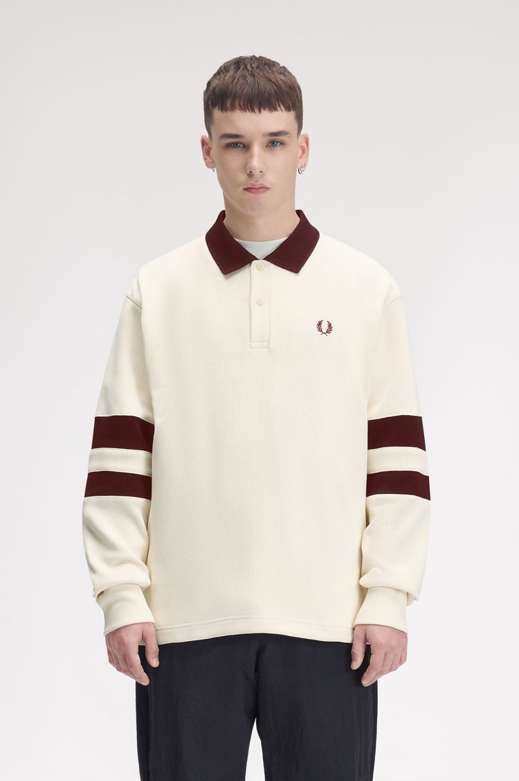 TIPPEDSLEEVE COLLARED SWEATSHIRT - Ecru