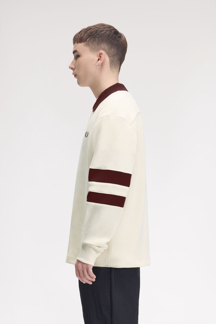 TIPPEDSLEEVE COLLARED SWEATSHIRT - Ecru