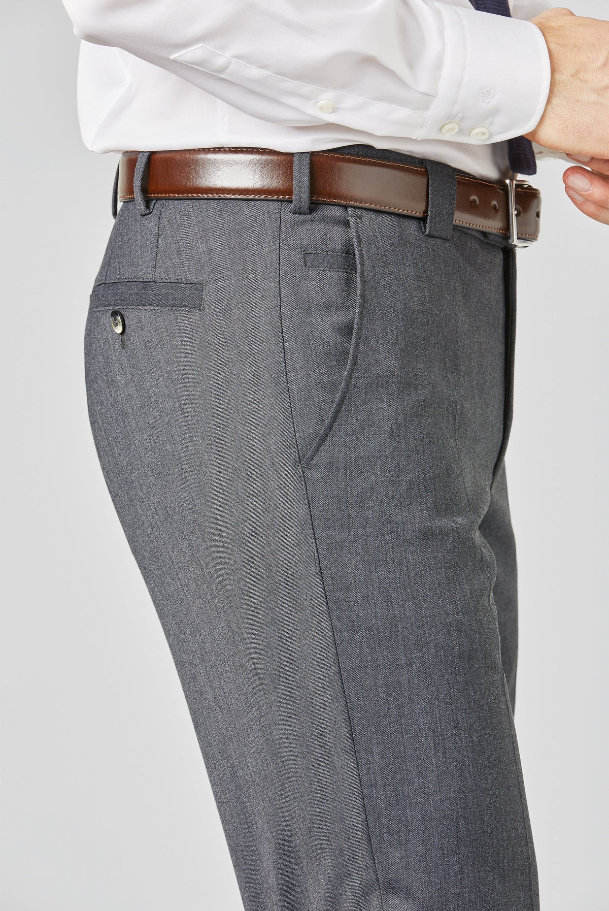 Roma Premium Soft Twill Byxor - Mellangrå – detalj