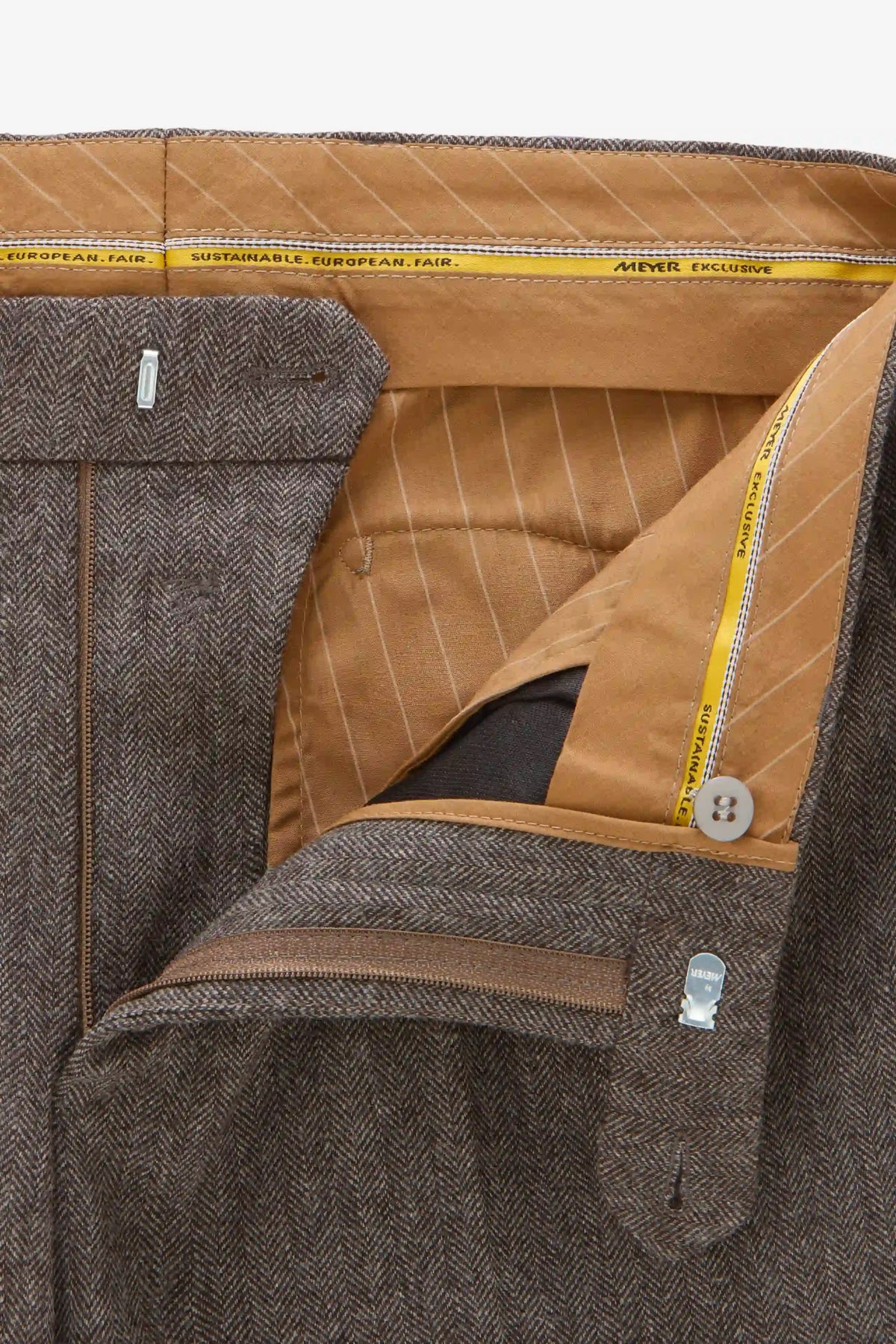 Milano Herringbone Chinos - Stone – närbild