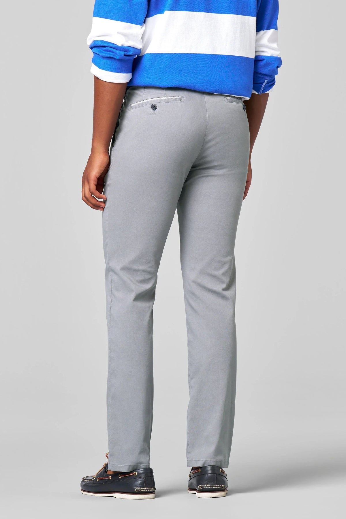 Roma Fine Cotton Texture Chinos - Grå – detalj
